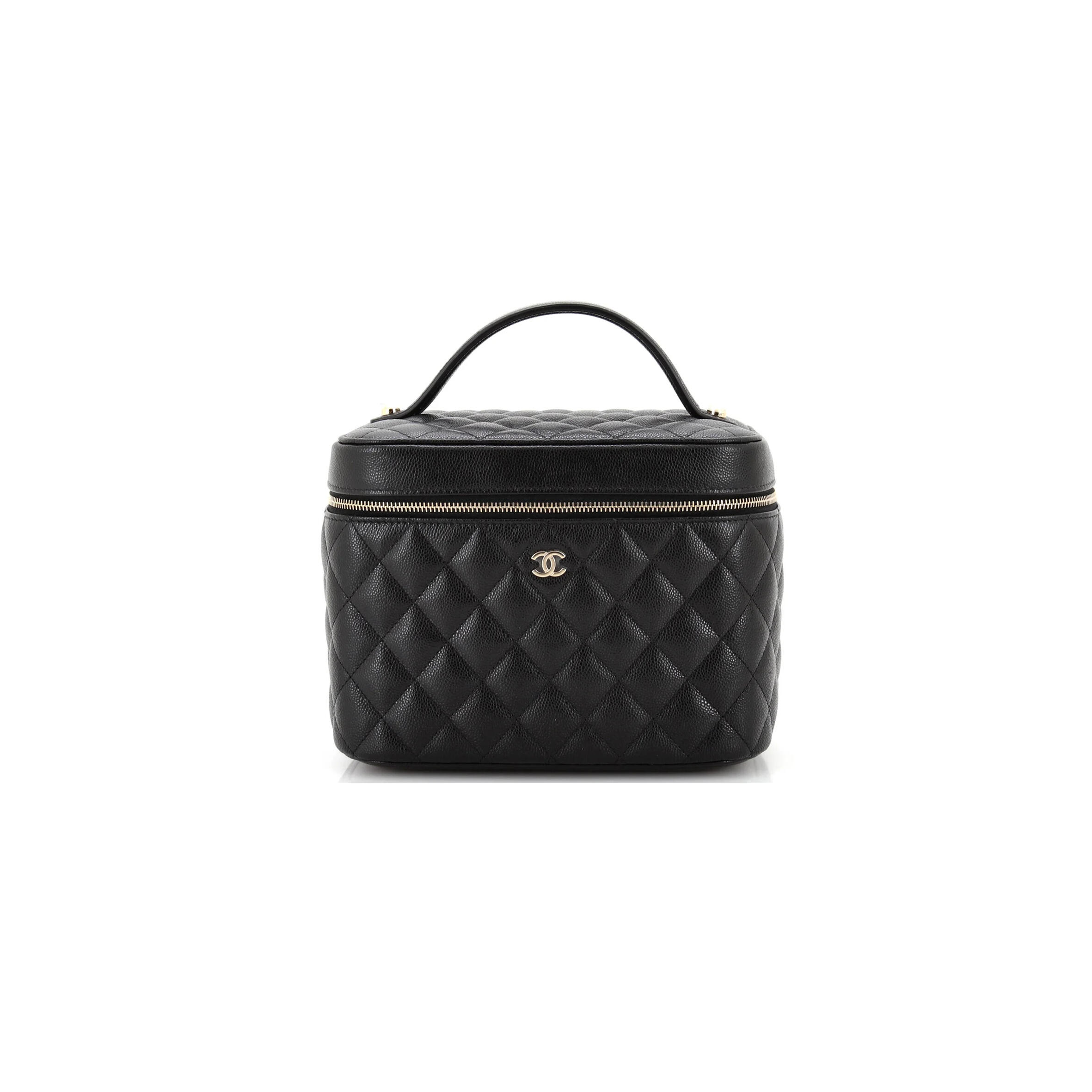 Ch*el classic vanity case quilted caviar medium (22*15*13cm)